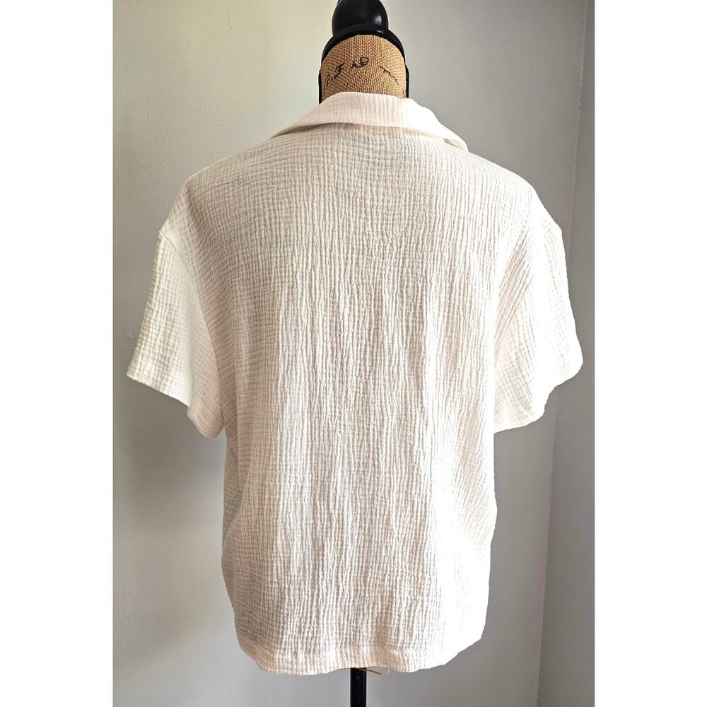Altar'd State 100% Cotton White Button Down Blouse, Sz L NEW - Picture 5 of 10